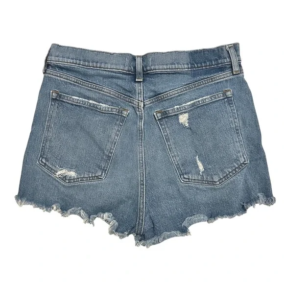 Abercrombie & Fitch The Mom Short High Rise Distressed Denim Blue Women's 30/10 - Picture 2 of 7